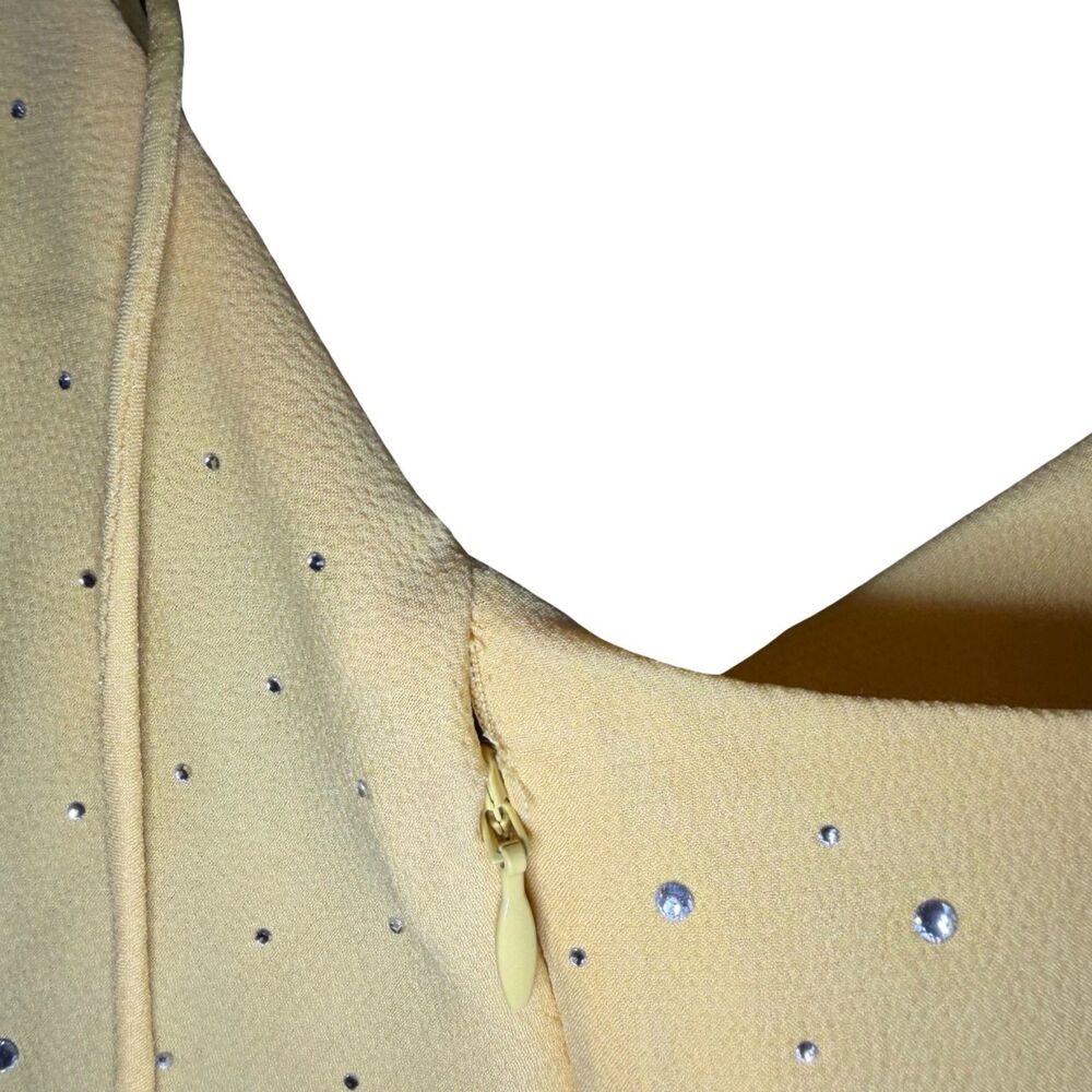 Sandro Praline Rhinestone Maxi Dress Yellow Plunge V-Neck Crossover Strap Sz 38 - Picture 11 of 15